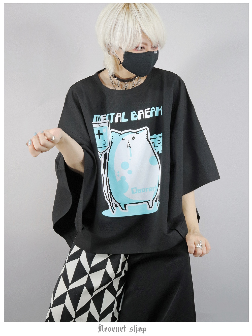 Deorart,ディオラート,Tシャツ,ゴスパン,地雷系,病み,猫,病みかわ,ビッグT,V系,バンギャ,ホスト,衣装,メンズ,レディス