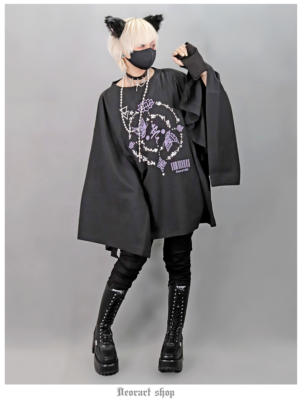 DRT2798 【GOTH CHINA】オーバーサイズ・着物袖 長袖カットソー中華風・和風 | Deorart shop