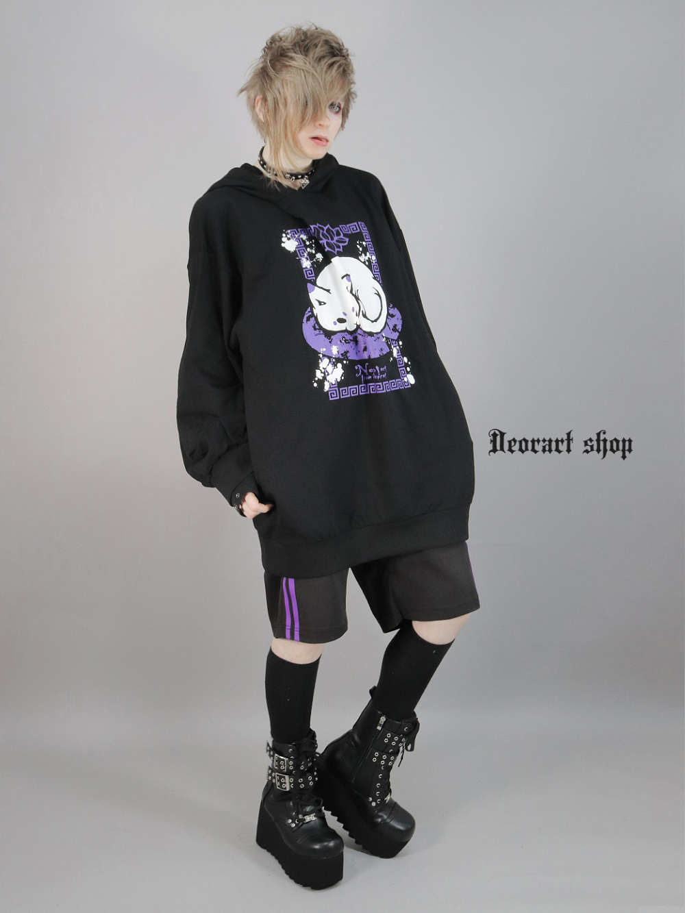 Deorart,ディオラート,地雷系,猫耳パーカー,ネコミミパーカー,猫柄,和柄,妖怪,招き猫,ケモ耳,フード,V系,emo,punk,rock,原宿
,ゴシック,モード,ファッション,服,通販