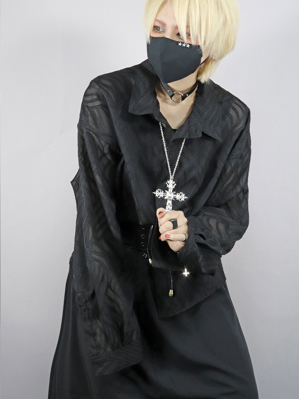 Deorart,ディオラート,透け,シャツ,ブラウス,かっこいい,奇麗,大人シャツ,大人ブラウス,ゴシックファッション,パンクファッション,地雷系男子,地雷系女子,通販,ユニセックス