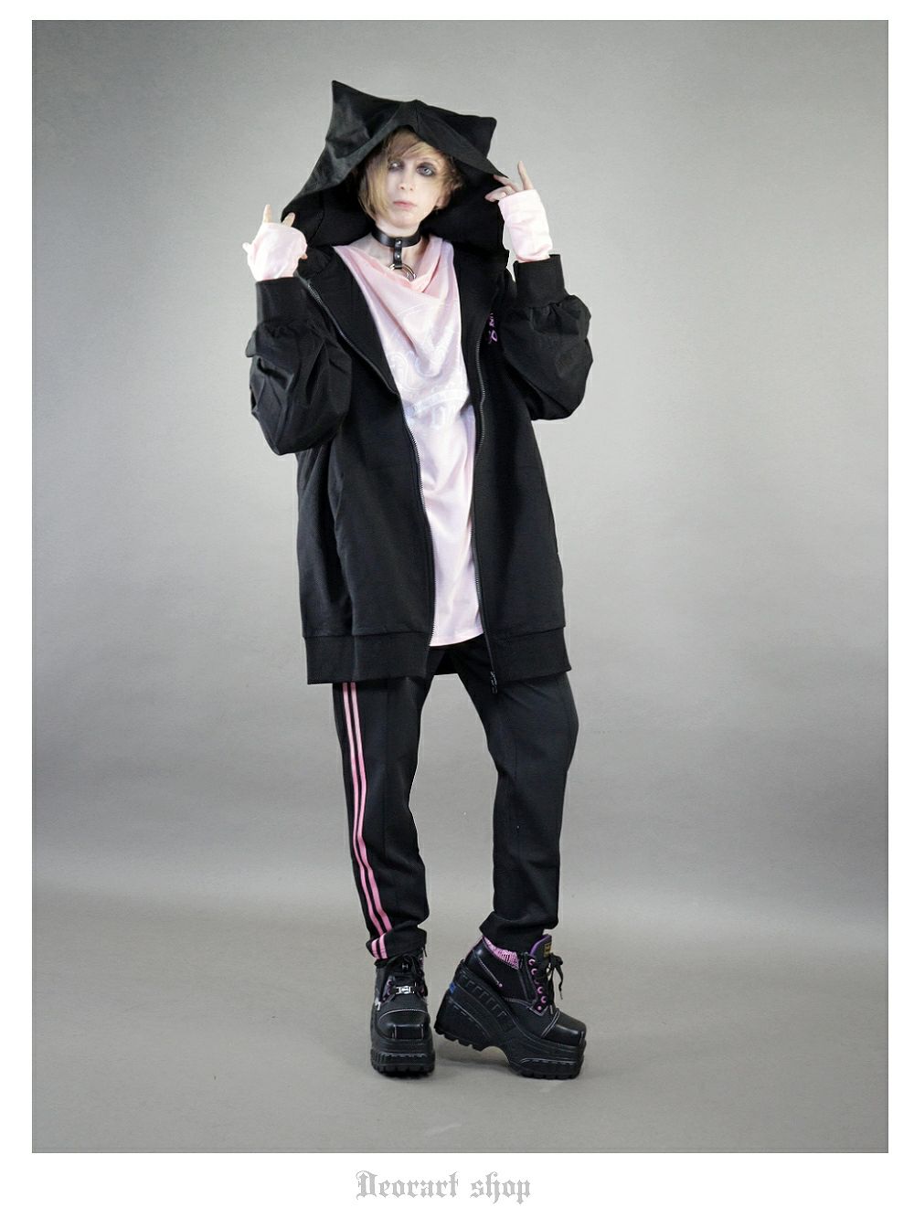 Deorart,ディオラート,モード,ゴシック,ジャージ,サイドライン,3本ライン,スキニーパンツ,スリムパンツ,トラックパンツ,お洒落,オシャレ,可愛い,かっこいい,ライブ,ファッション,衣装,メンズ,レディス,通販