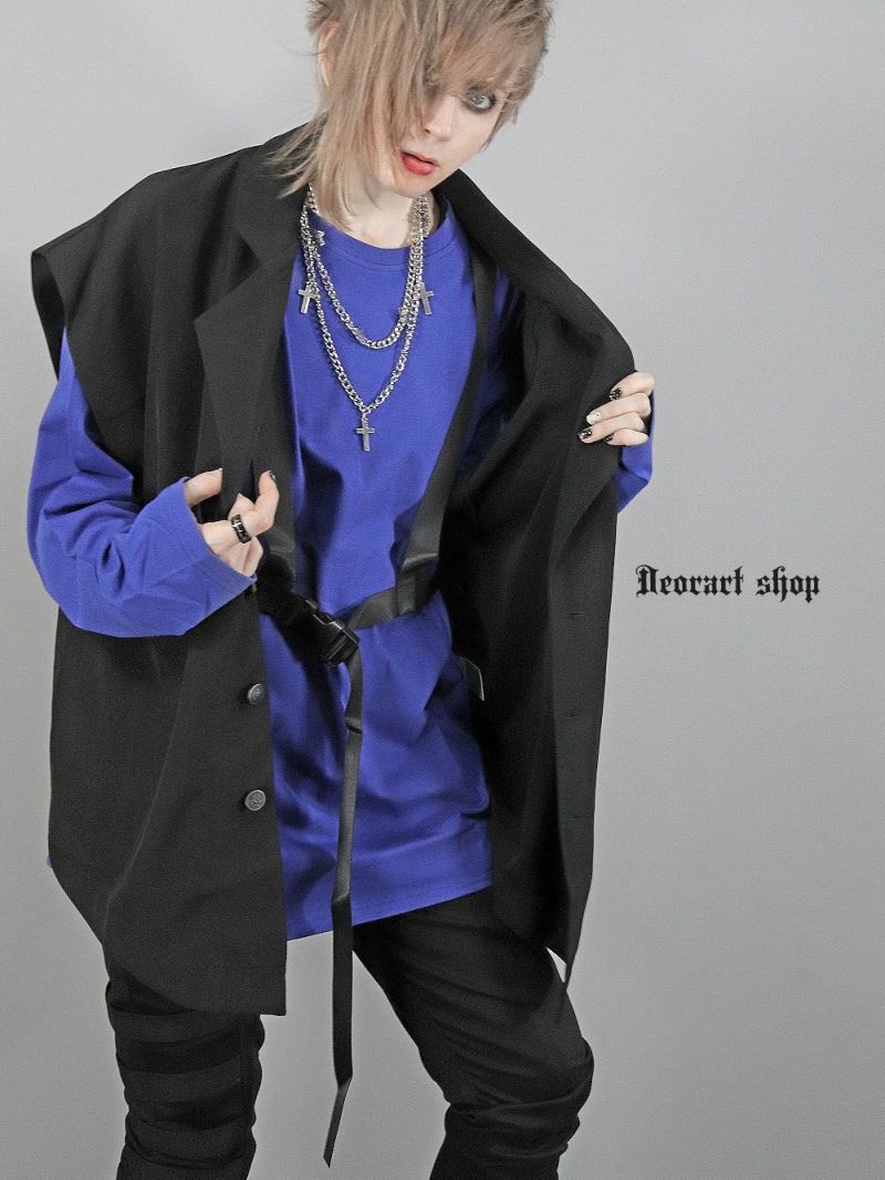 DRT2672 ハーネスベルト風 コルセットカットソー [長袖 ロンT