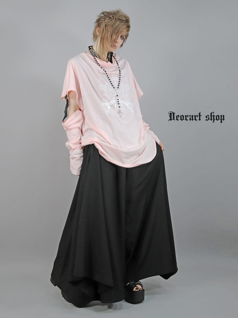 DRT2706 ドレープネック 袖セパレート Tシャツ [spade] | Deorart shop