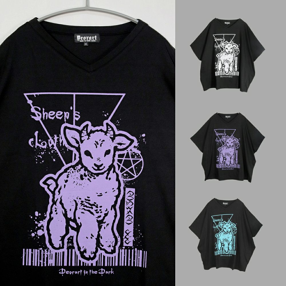 Deorart,ディオラート,モード,ゴスパン,ゴシック,オーバーサイズシャツ,可愛い,地雷系,羊,ひつじ柄,V系,動物,プリントT,20代,30代,40代,ホスト,衣装,メンズ,レディス