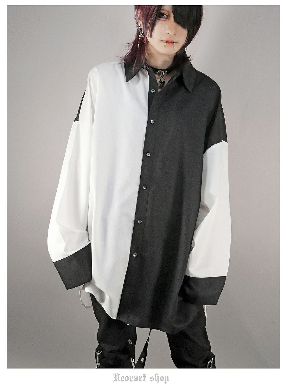 Deorart,ディオラート,モード,ゴスパン,ゴシック,オーバーサイズシャツ,可愛い,地雷系,ネクタイコーデ,ヴィジュアル系,バイカラー