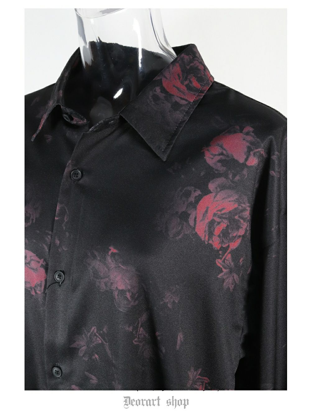 Deorart,ディオラート,総柄シャツ,V系シャツ,パーティ,ドレスアップ,ローズ柄,オーバーサイズ,薔薇,花柄,メンズ,レディス,おしゃれ,カッコイイ,地雷系,ホスト,ライブ衣装,通販