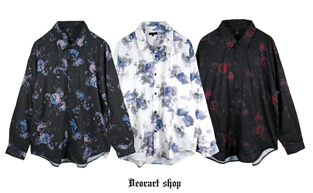 Deorart,ディオラート,総柄シャツ,V系シャツ,パーティ,ドレスアップ,ローズ柄,オーバーサイズ,薔薇,花柄,メンズ,レディス,おしゃれ,カッコイイ,地雷系,ホスト,ライブ衣装,通販