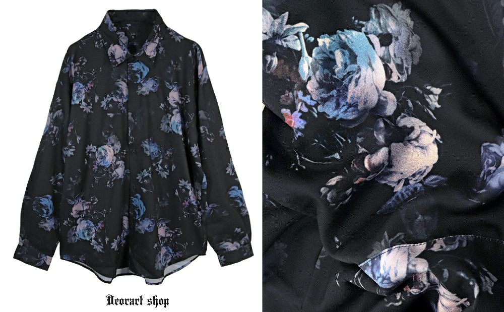 Deorart,ディオラート,総柄シャツ,V系シャツ,パーティ,ドレスアップ,ローズ柄,オーバーサイズ,薔薇,花柄,メンズ,レディス,おしゃれ,カッコイイ,地雷系,ホスト,ライブ衣装,通販