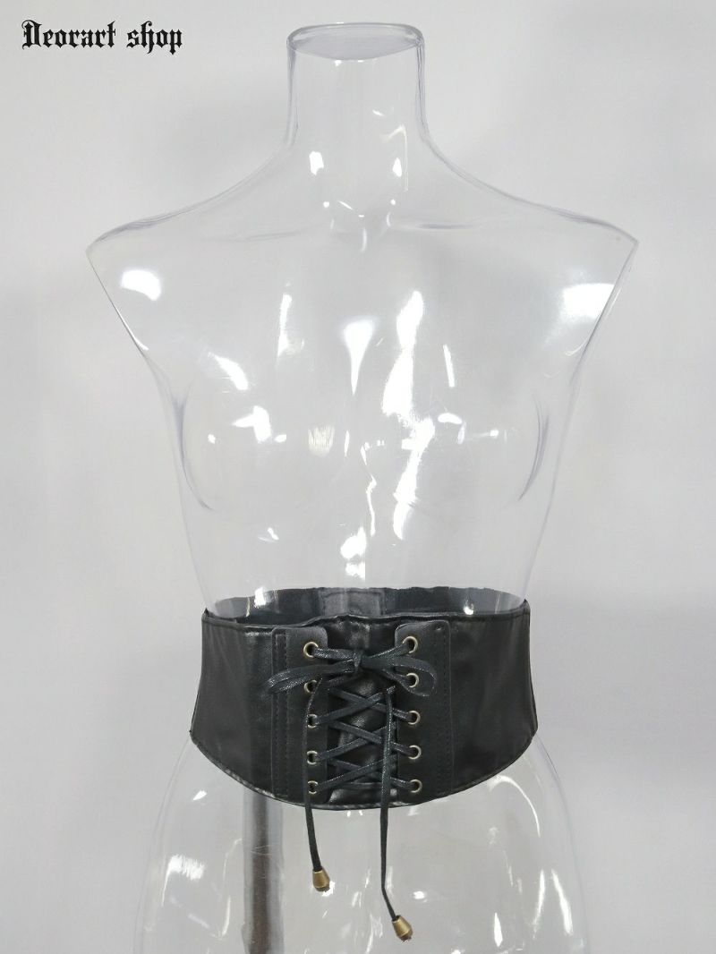 Deorart,ウエストマーク,ベルト,コルセット風ベルト,かっこいい,太ベルト,ユニセックス,レディース,メンズ,和装コーデ,編み上げ,レースアップ,