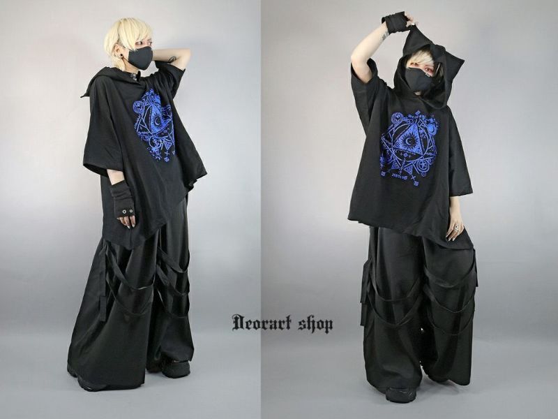 DRT2766 [ ネコ耳フード ] 五分袖 プリント・Aラインパーカー [Magic