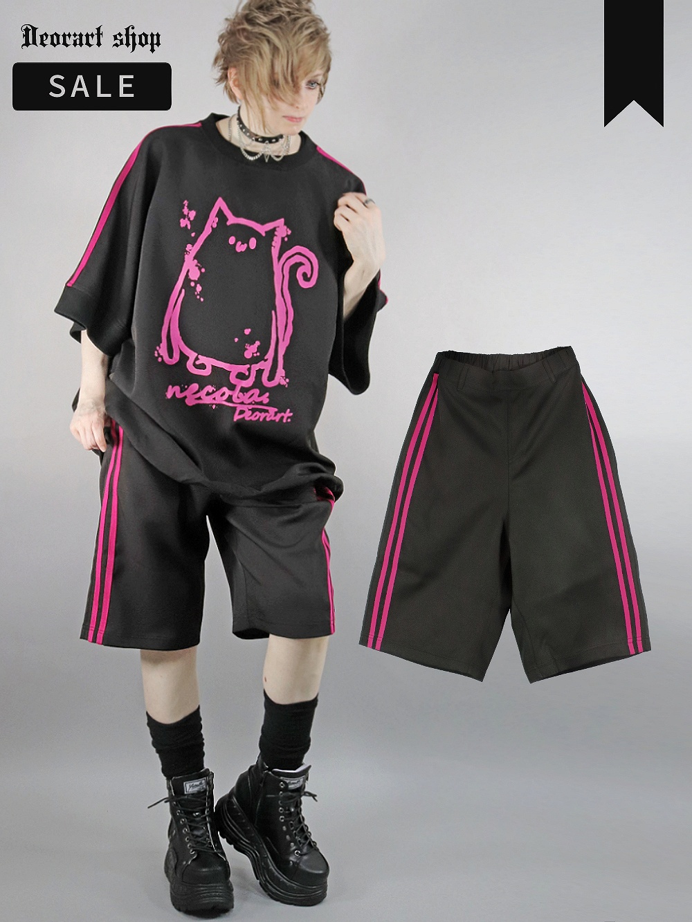 Deorart,ディオラート,原宿,地雷系,ジラサブ,ジャージ,ハーフパンツ,セットアップ,可愛い,病み,猫,キャラクター,,V系,バンギャ,20代,30代,40代,ホスト,衣装,メンズ,レディス