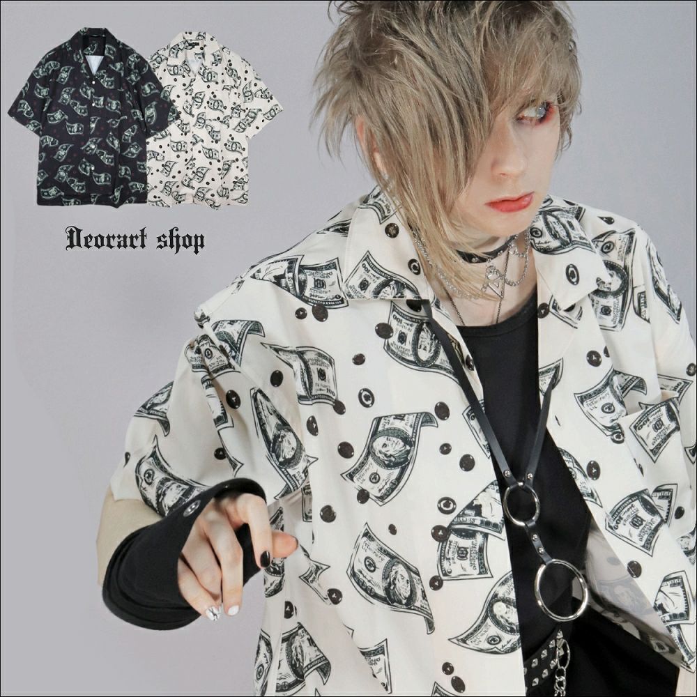 Deorart,ディオラート,モード,ゴスパン,パンクロック,総柄シャツ,ビッグサイズ,ワンピース,カッコイイ,ライブ,ハイブランド,ファッション,衣装,メンズ,レディス,通販,古着風,ドル柄,五分袖シャツ