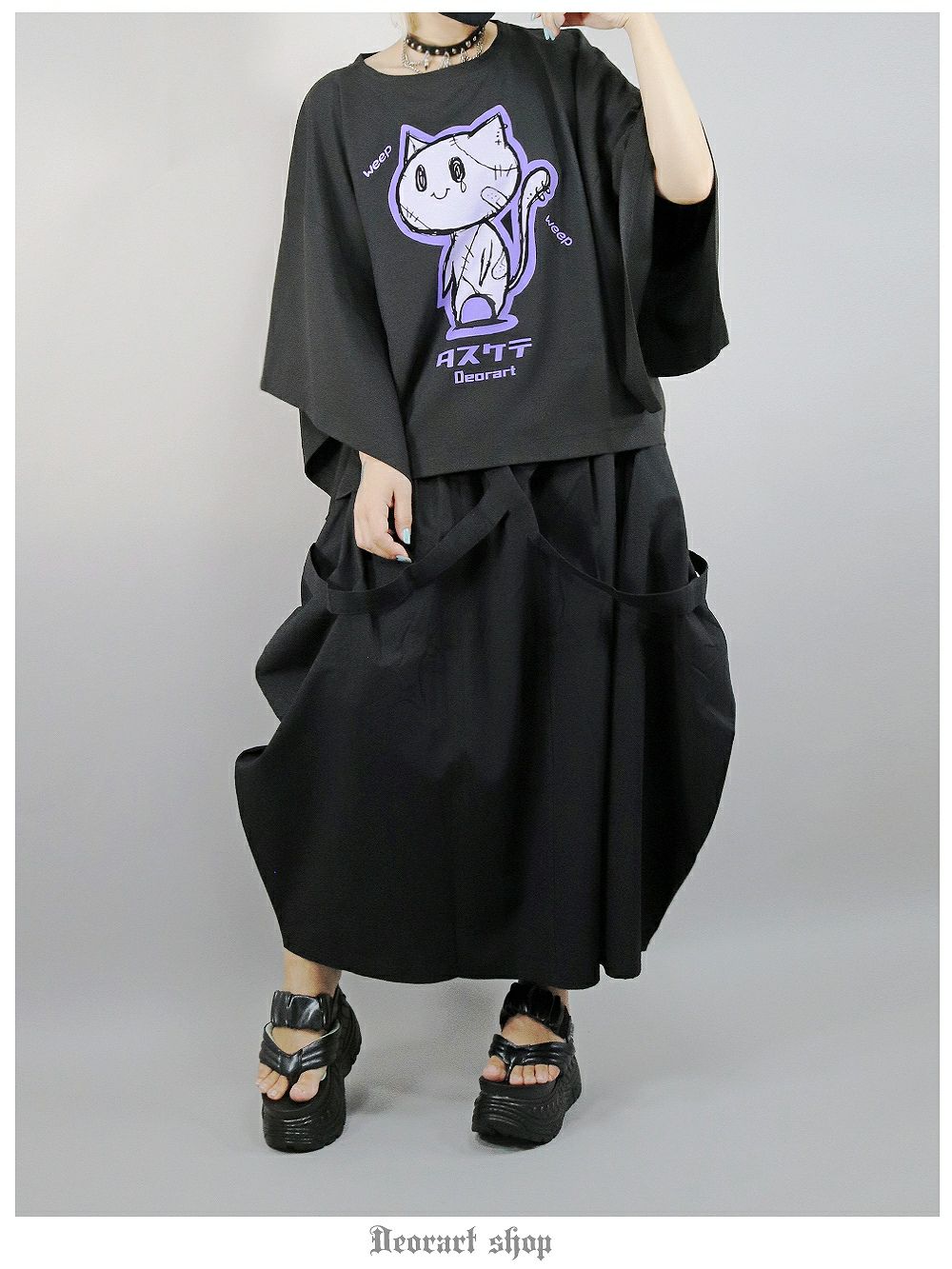 Deorart,ディオラート,Tシャツ,ゴスパン,地雷系,病み,猫,病みかわ,ビッグT,V系,バンギャ,ホスト,衣装,メンズ,レディス