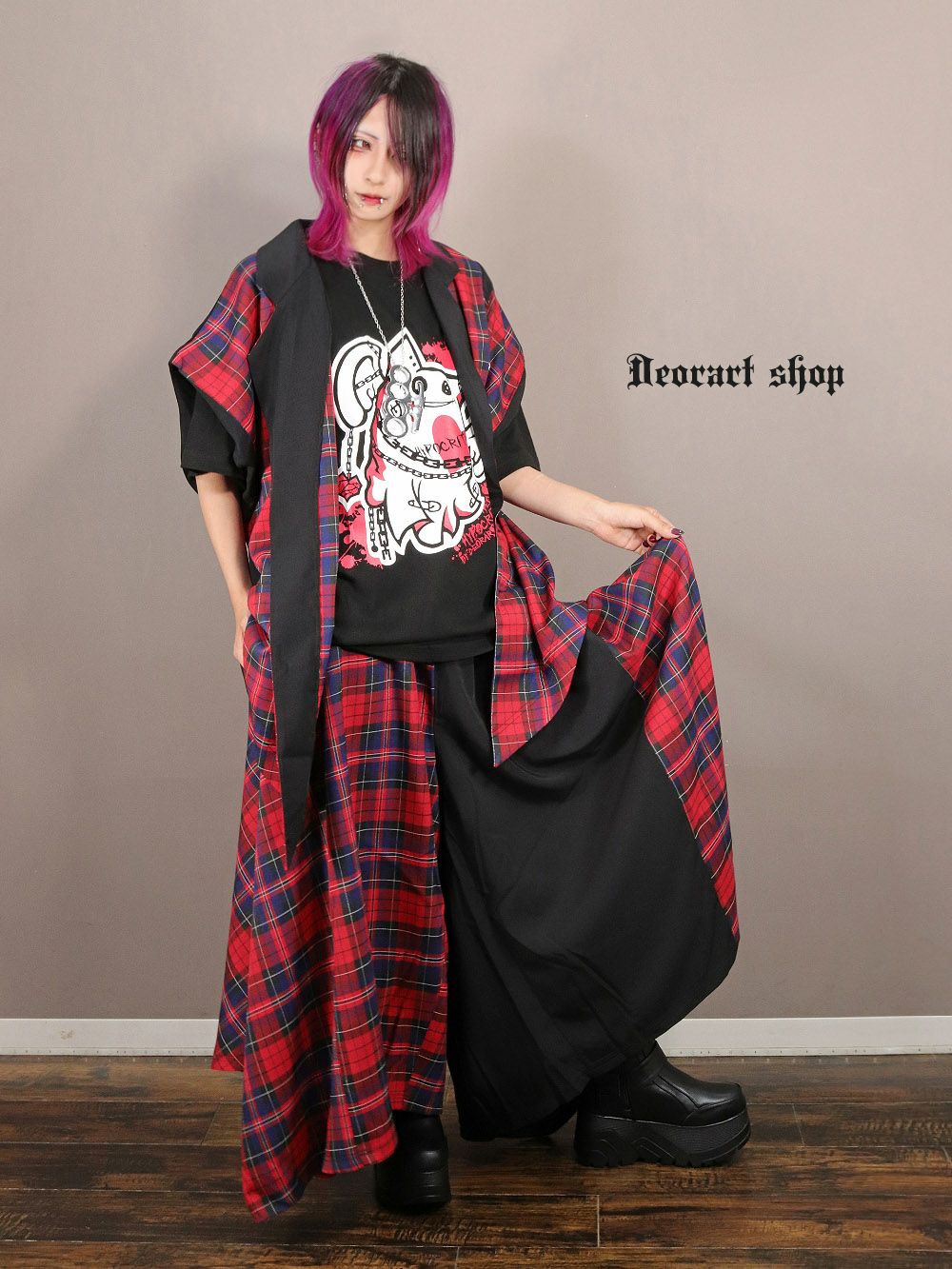 Deorart,ディオラート,モード,ゴシック,チェック柄,ベスト,ジレ,セットアップ,パンクロック,地雷系,トラッド,メンズスカート,V系,ヴィジュアル系,大人,ライブ,ファッション,衣装,メンズ,レディス,通販