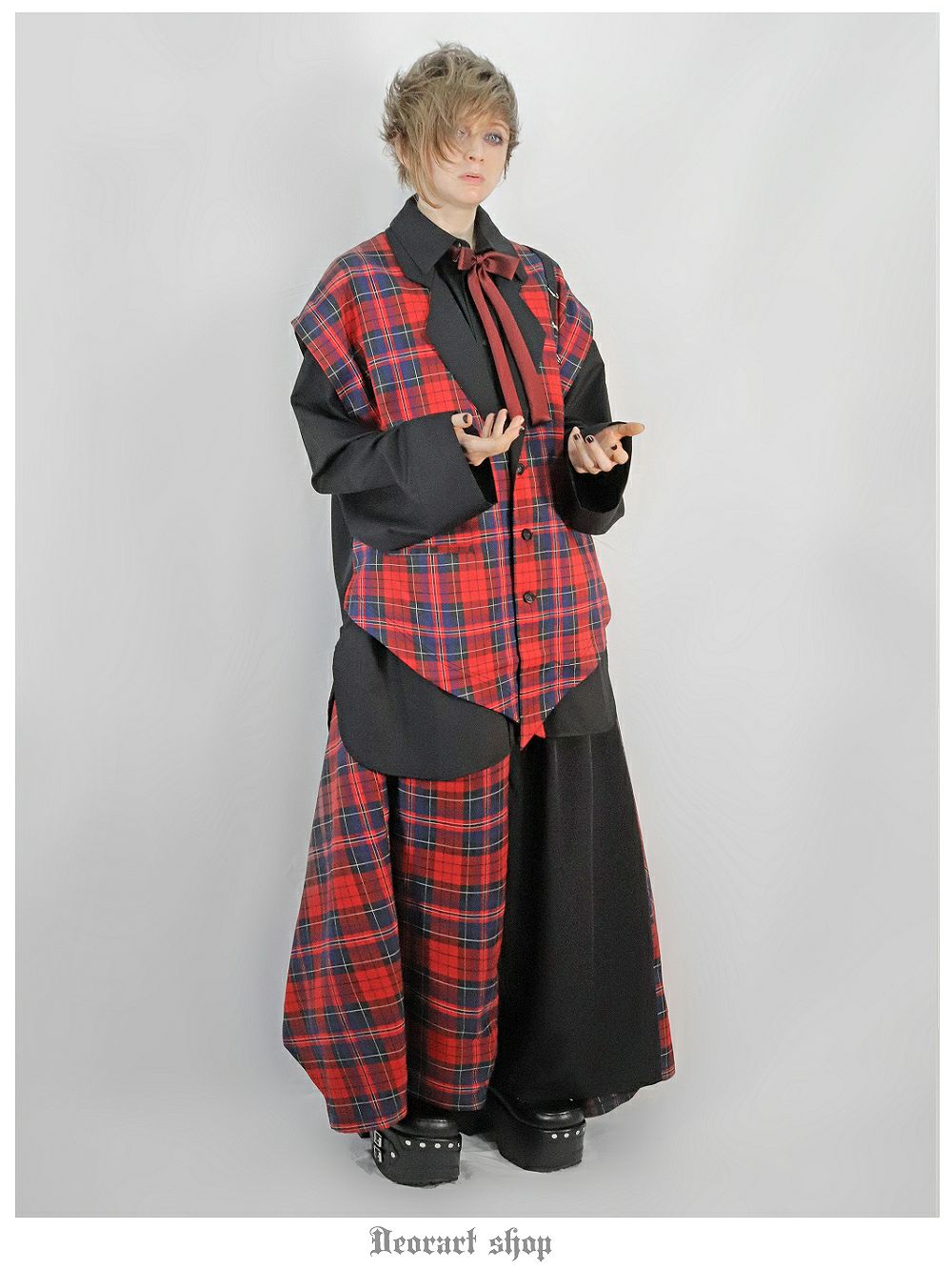 Deorart,ディオラート,モード,ゴシック,チェック柄,ベスト,ジレ,セットアップ,パンクロック,地雷系,トラッド,メンズスカート,V系,ヴィジュアル系,大人,ライブ,ファッション,衣装,メンズ,レディス,通販