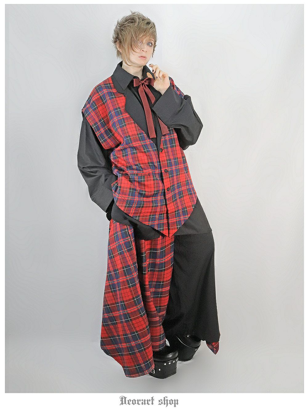 Deorart,ディオラート,モード,ゴシック,チェック柄,ベスト,ジレ,セットアップ,パンクロック,地雷系,トラッド,メンズスカート,V系,ヴィジュアル系,大人,ライブ,ファッション,衣装,メンズ,レディス,通販