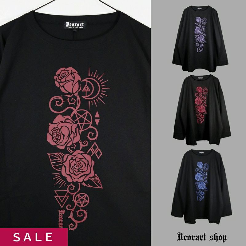 Deorart,ディオラート,Tシャツ,薔薇,ローズ,地雷系,サブカル系,オカルト,オーバーサイズ,V系,ホスト,衣装,長袖,ファッション