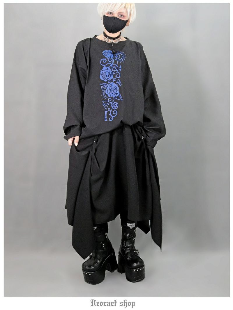 DRT2796 [ 薔薇×三日月 ]プリント・ルーズ ロンT [ luna rose