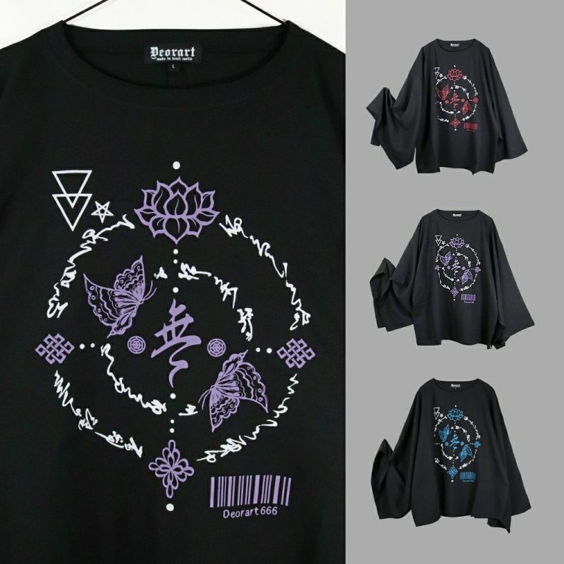 Deorart,ディオラート,Tシャツ,蓮,彼岸花,地雷系,和風,中華風,和柄,チャイナ柄,オカルト,オーバーサイズ,V系,ホスト,衣装,長袖,ファッション