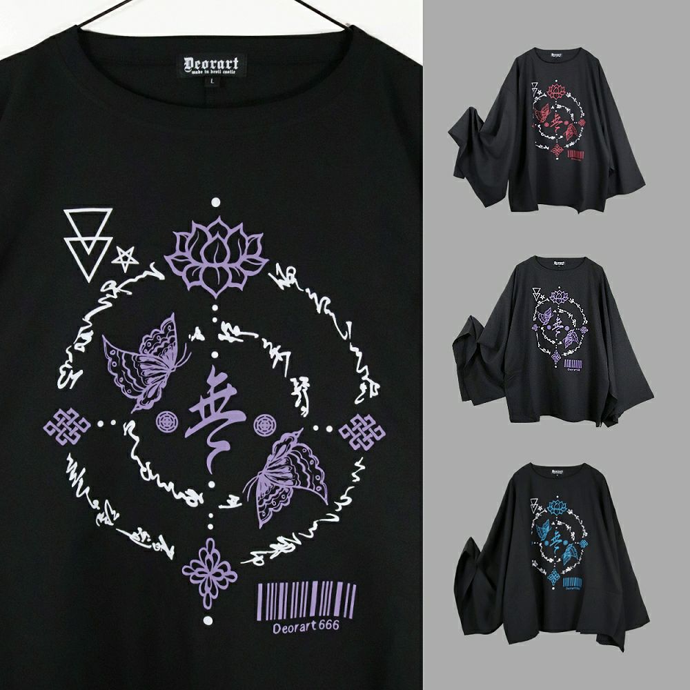 Deorart,ディオラート,Tシャツ,蓮,彼岸花,地雷系,和風,中華風,和柄,チャイナ柄,オカルト,オーバーサイズ,V系,ホスト,衣装,長袖,ファッション
