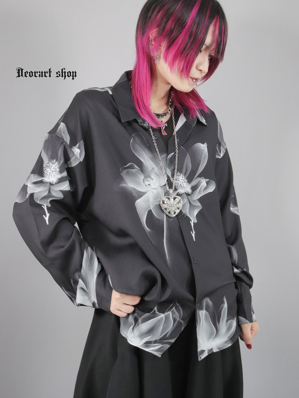 Deorart,ディオラート,V系シャツ,柄シャツ,花柄,薔薇,ゴシック,バンド,ホスト,男装,衣装,オーバーサイズ