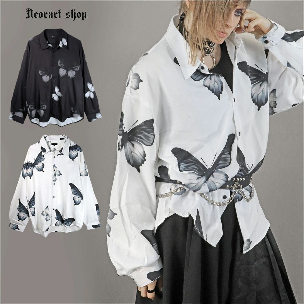 Deorart,ディオラート,V系シャツ,柄シャツ,バタフライ柄,蝶々,ゴシック,バンド,ホスト,男装,衣装,オーバーサイズ