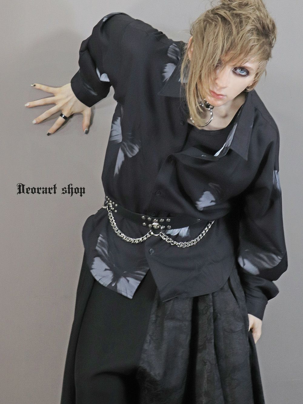Deorart,ディオラート,V系シャツ,柄シャツ,バタフライ柄,蝶々,ゴシック,バンド,ホスト,男装,衣装,オーバーサイズ