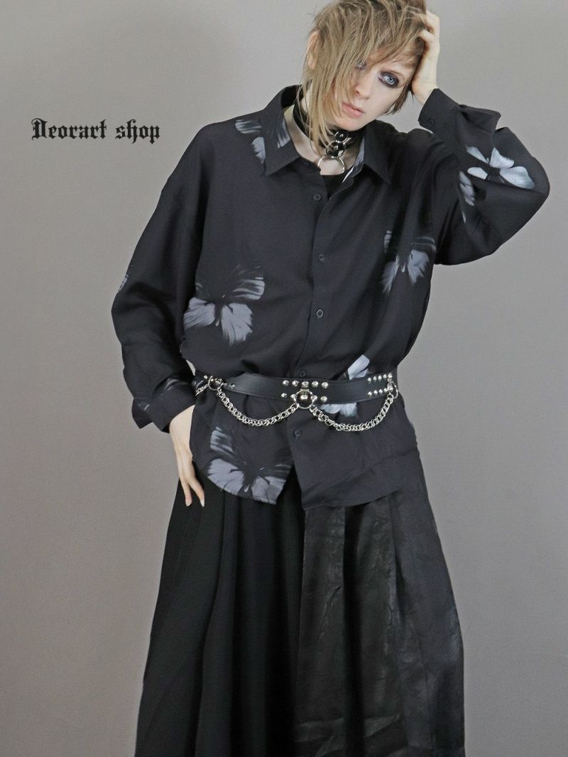 Deorart,ディオラート,V系シャツ,柄シャツ,バタフライ柄,蝶々,ゴシック,バンド,ホスト,男装,衣装,オーバーサイズ