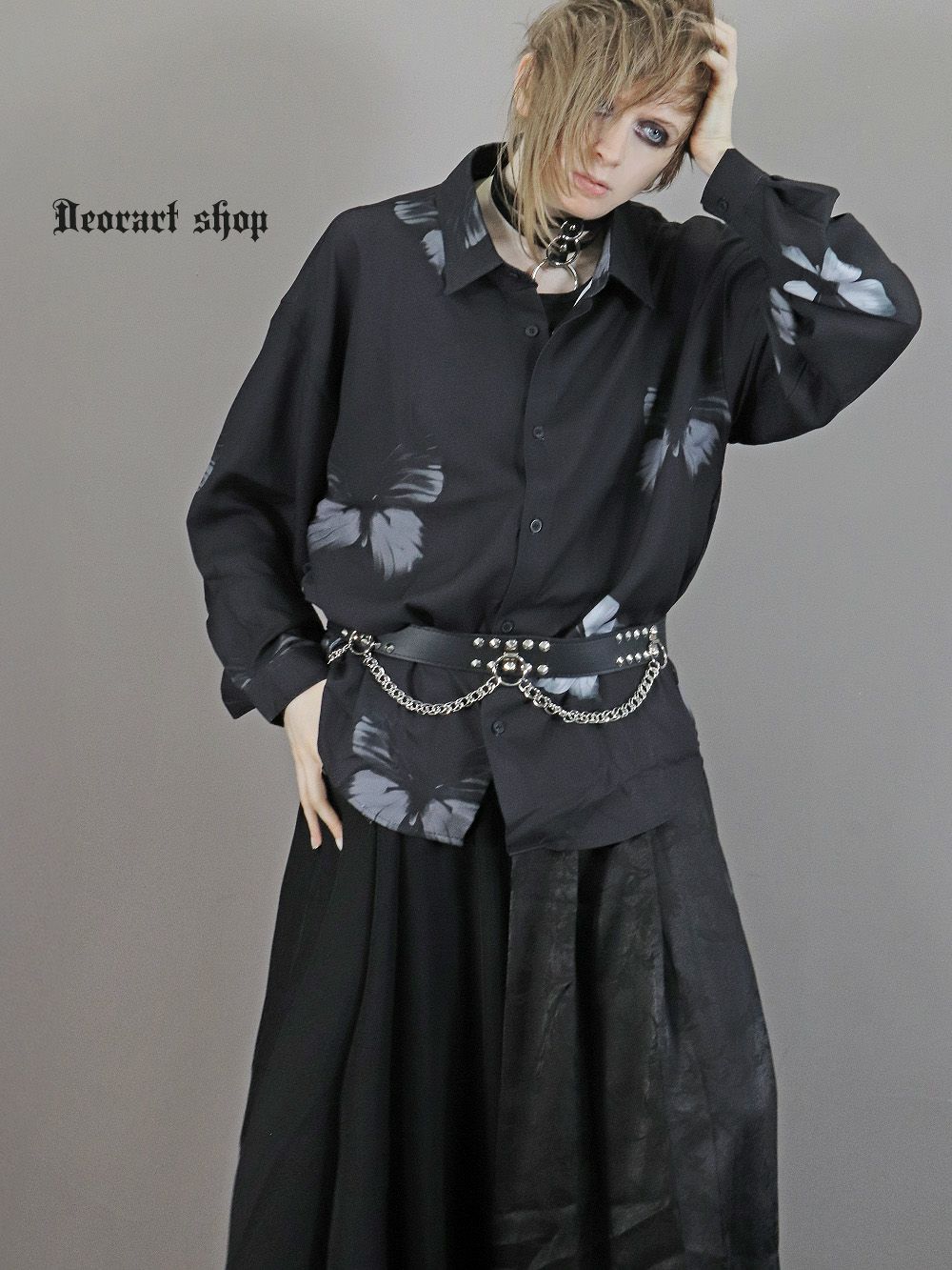 Deorart,ディオラート,V系シャツ,柄シャツ,バタフライ柄,蝶々,ゴシック,バンド,ホスト,男装,衣装,オーバーサイズ
