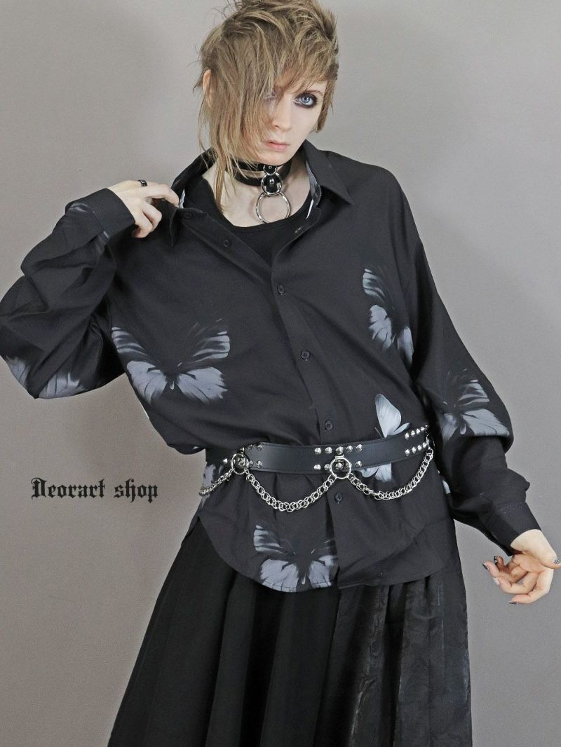 Deorart,ディオラート,V系シャツ,柄シャツ,バタフライ柄,蝶々,ゴシック,バンド,ホスト,男装,衣装,オーバーサイズ