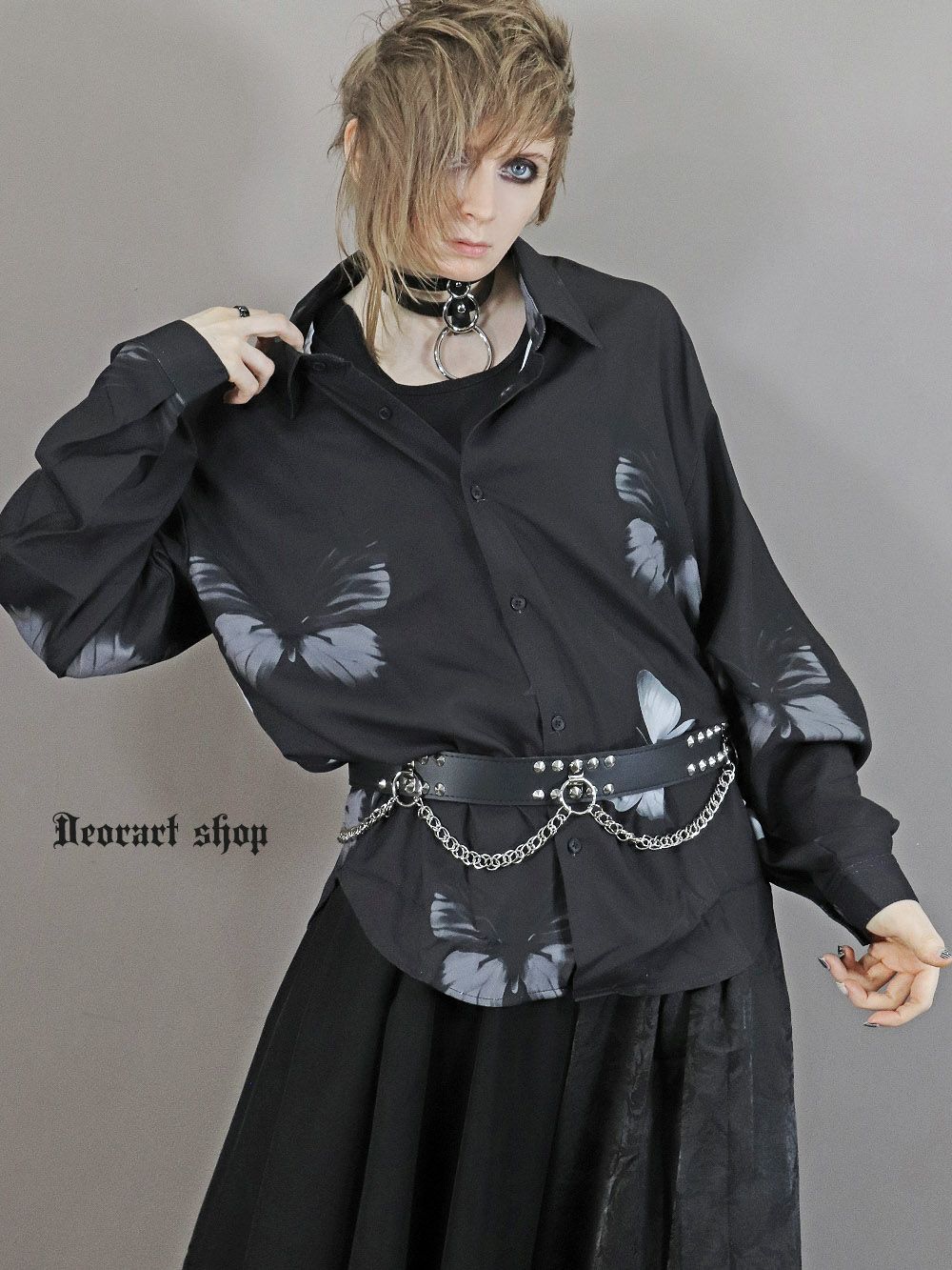Deorart,ディオラート,V系シャツ,柄シャツ,バタフライ柄,蝶々,ゴシック,バンド,ホスト,男装,衣装,オーバーサイズ