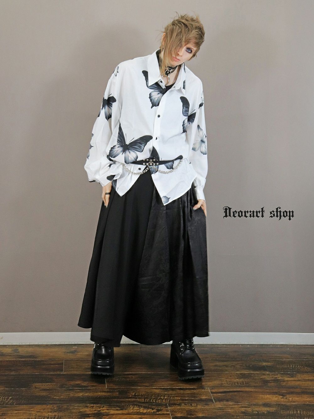 Deorart,ディオラート,V系シャツ,柄シャツ,バタフライ柄,蝶々,ゴシック,バンド,ホスト,男装,衣装,オーバーサイズ