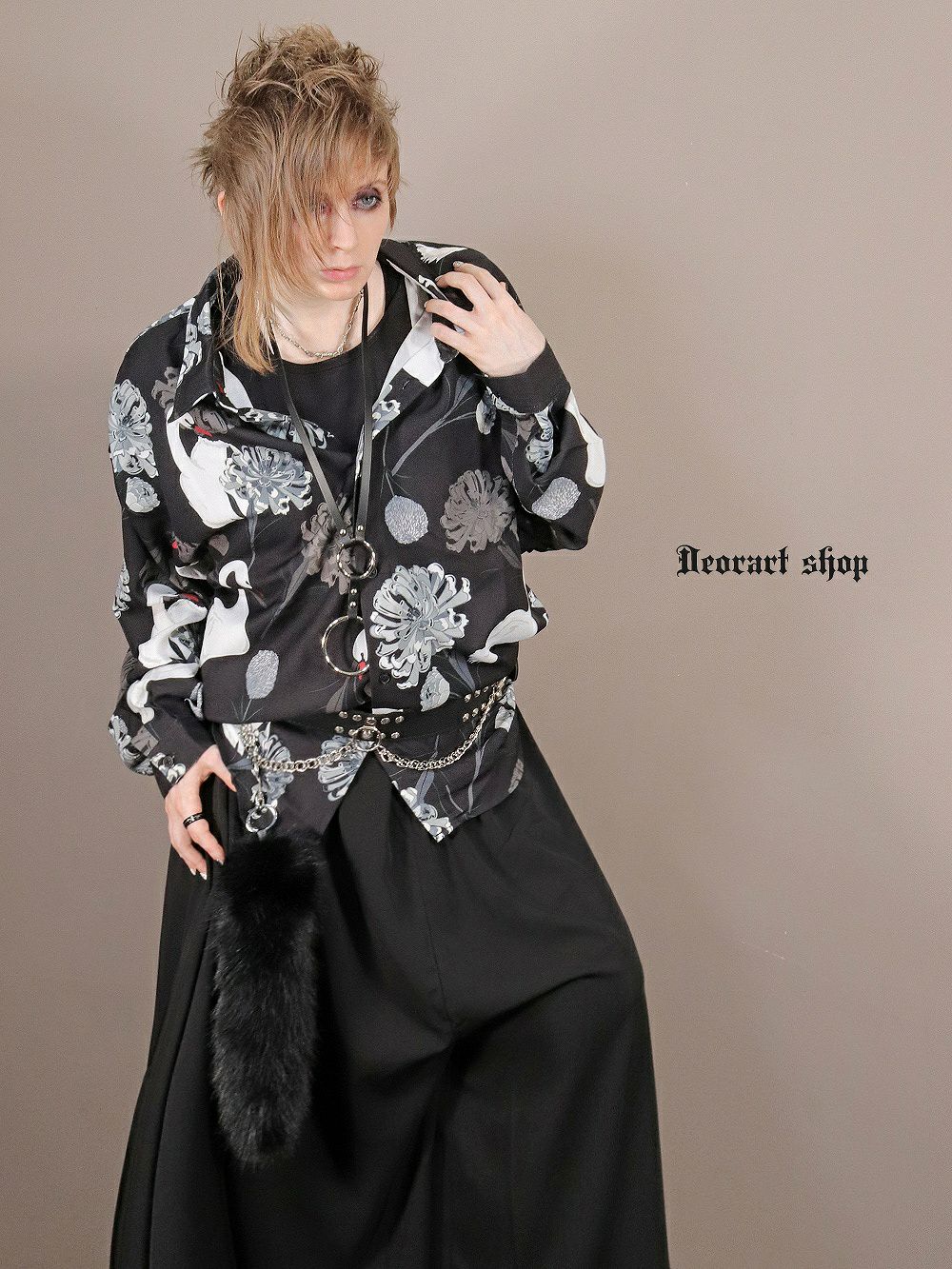 Deorart,ディオラート,V系シャツ,柄シャツ,鳥柄,白鳥,ゴシック,バンド,ホスト,男装,衣装,オーバーサイズ