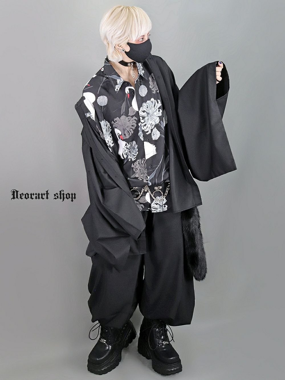 Deorart,ディオラート,V系シャツ,柄シャツ,鳥柄,白鳥,ゴシック,バンド,ホスト,男装,衣装,オーバーサイズ