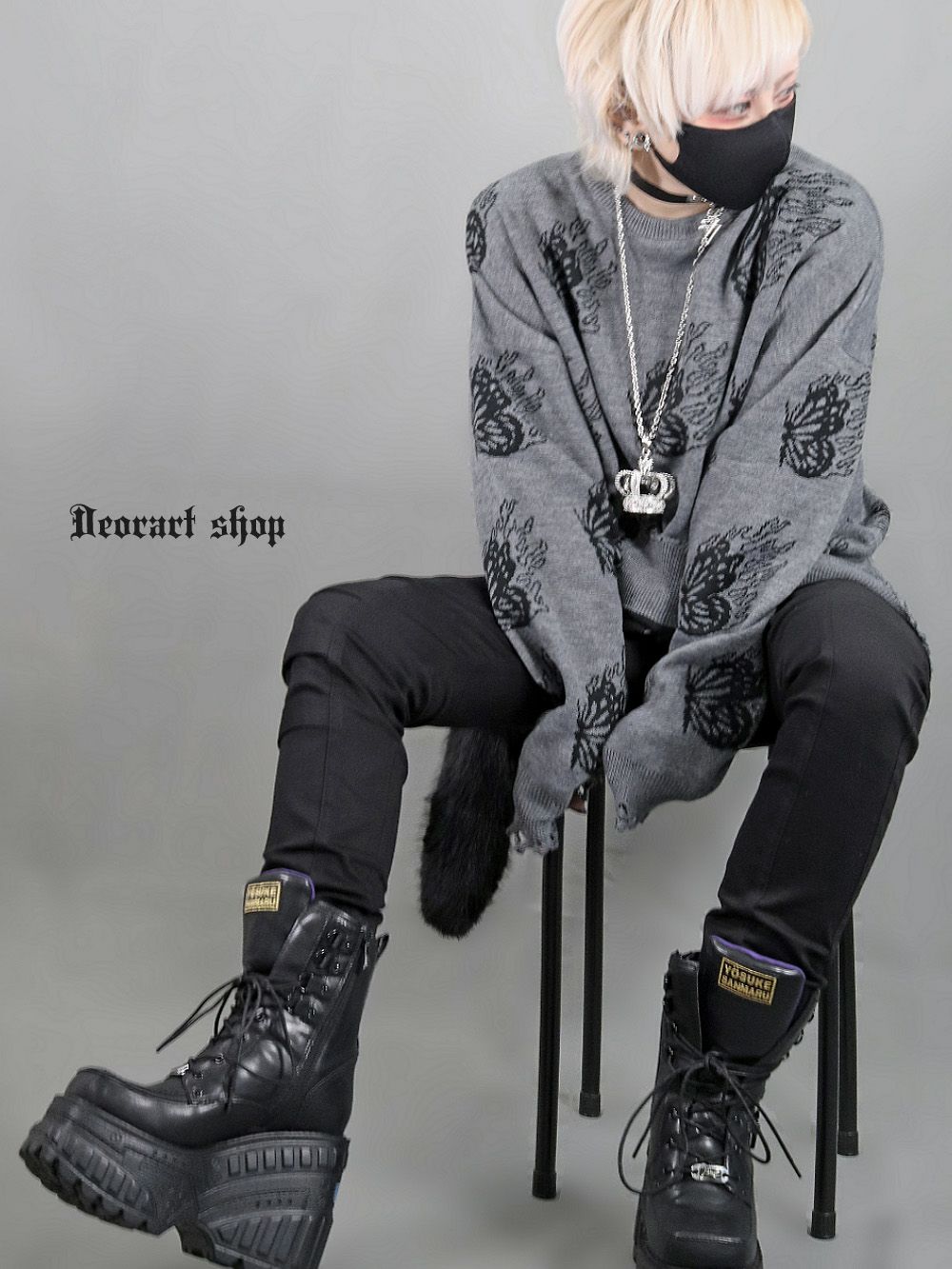 Deorart,ディオラート,ダメージニット,V系,蝶々,バタフライ,衣装,カッコイイ,お洒落,ゴスパン