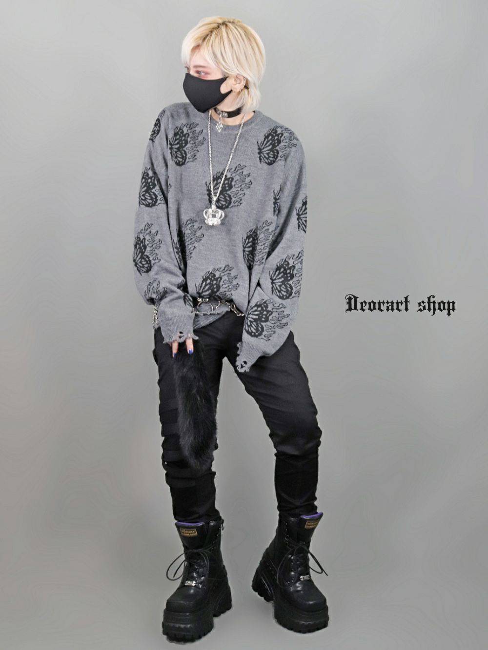 Deorart,ディオラート,ダメージニット,V系,蝶々,バタフライ,衣装,カッコイイ,お洒落,ゴスパン