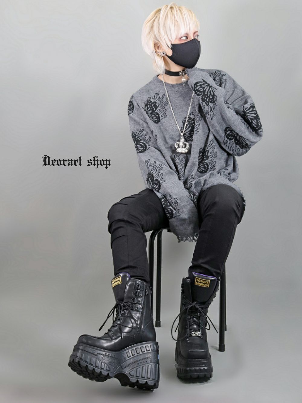 Deorart,ディオラート,ダメージニット,V系,蝶々,バタフライ,衣装,カッコイイ,お洒落,ゴスパン