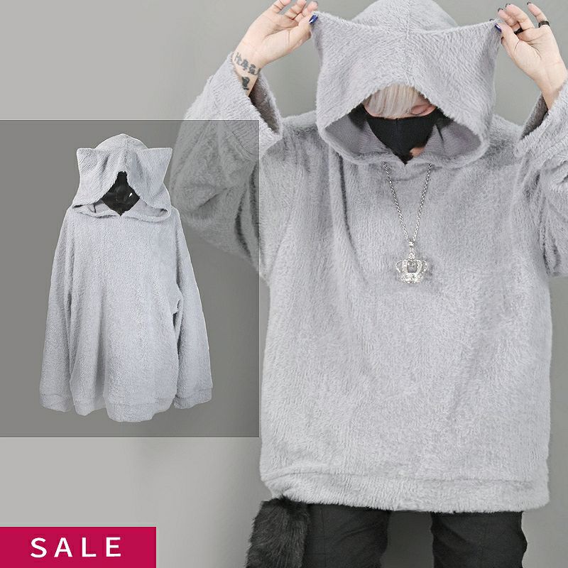 Deorart,ディオラート,フード,ネコミミ,猫耳,シャギーニット,ファー,もこもこ,メンズ,レディス,オーバーサイズ,大きいサイズ,大人,衣装,