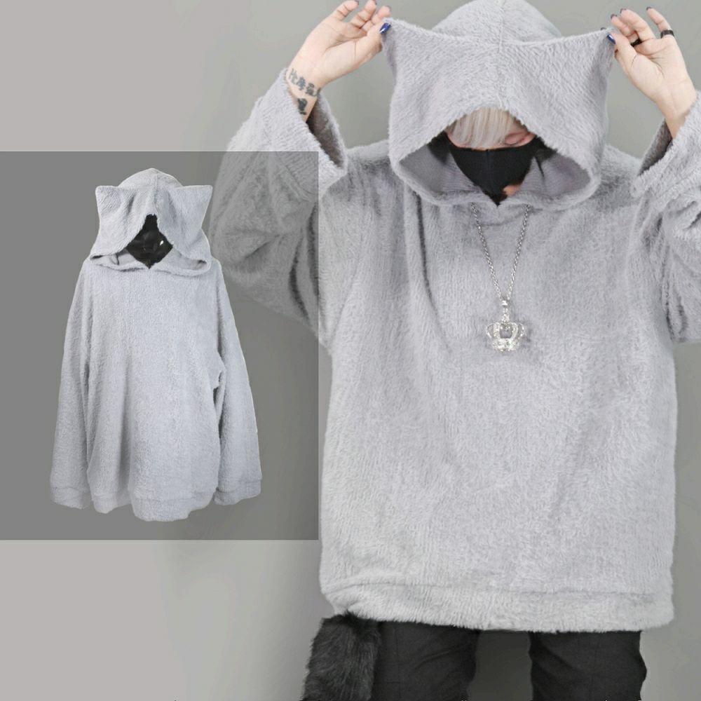 Deorart,ディオラート,フード,ネコミミ,猫耳,シャギーニット,ファー,もこもこ,メンズ,レディス,オーバーサイズ,大きいサイズ,大人,衣装,