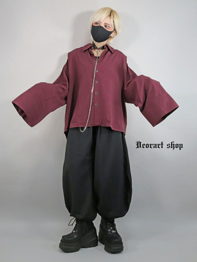 Deorart,かっこいい,かわいい,ハロウィン,ハロウィーン,イベント,コスプレ,コスプレ衣装,ライブ,V系,キョンシー,ワイドスリーブ,ワイド袖,カラーシャツ,ボルドー,ユニセックスコーデ,ホスト,ビッグシルエット