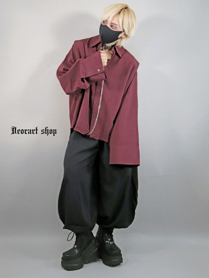 Deorart,かっこいい,かわいい,ハロウィン,ハロウィーン,イベント,コスプレ,コスプレ衣装,ライブ,V系,キョンシー,ワイドスリーブ,ワイド袖,カラーシャツ,ボルドー,ユニセックスコーデ,ホスト,ビッグシルエット