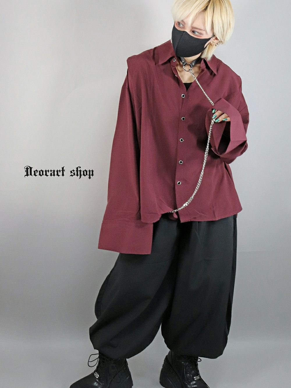 Deorart,かっこいい,かわいい,ハロウィン,ハロウィーン,イベント,コスプレ,コスプレ衣装,ライブ,V系,キョンシー,ワイドスリーブ,ワイド袖,カラーシャツ,ボルドー,ユニセックスコーデ,ホスト,ビッグシルエット