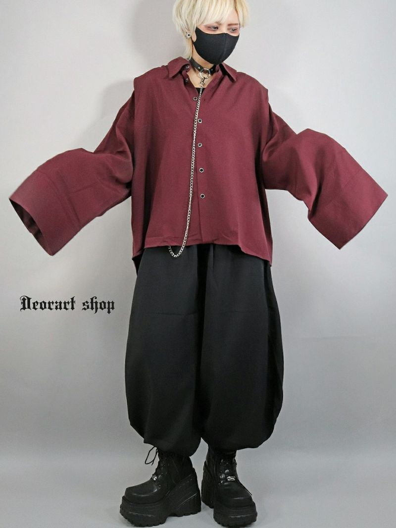 Deorart,かっこいい,かわいい,ハロウィン,ハロウィーン,イベント,コスプレ,コスプレ衣装,ライブ,V系,キョンシー,ワイドスリーブ,ワイド袖,カラーシャツ,ボルドー,ユニセックスコーデ,ホスト,ビッグシルエット