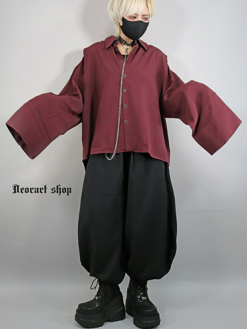 Deorart,かっこいい,かわいい,ハロウィン,ハロウィーン,イベント,コスプレ,コスプレ衣装,ライブ,V系,キョンシー,ワイドスリーブ,ワイド袖,カラーシャツ,ボルドー,ユニセックスコーデ,ホスト,ビッグシルエット