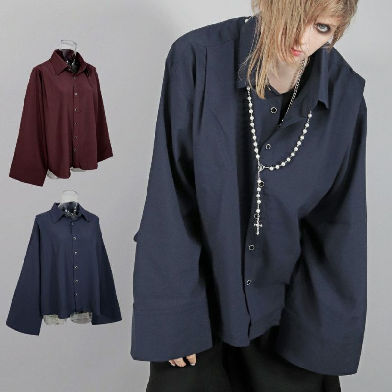 Deorart,V系,キョンシー袖,ワイドスリーブ,ブルー,ボルドー,メンズ,レディス,シャツ,ホスト,ビッグシルエット