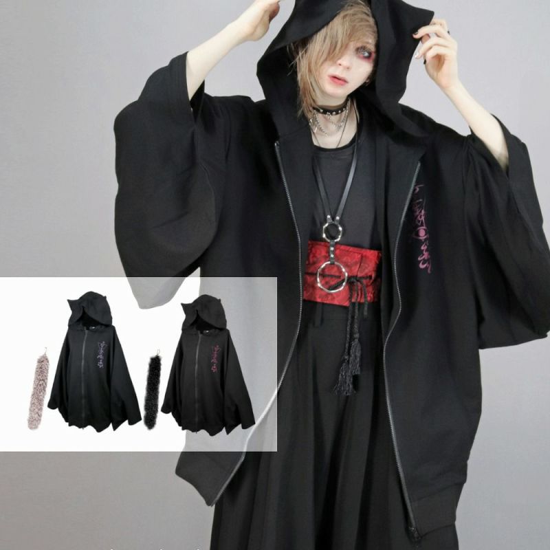 Deorart,ディオラート,地雷系,猫耳パーカー,ネコミミパーカー,和装,着物袖,振袖,サブカル,フード,V系,emo,punk,rock,原宿 ,ゴシック,モード,メンズ,レディス,ブランド,衣装,通販