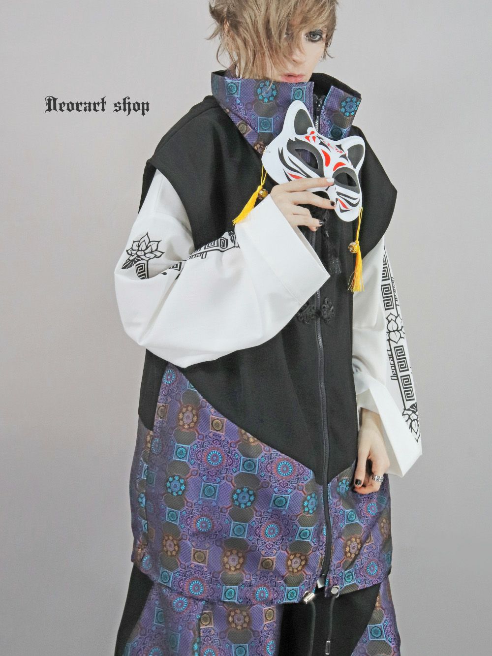 Deorart,ディオラート,V系,地雷系,中華柄,ハイネック,スタンドネック,ベスト,チャイナボタン,新中式,中華マフィア,チャイニーズマフィア,コーデ,ホスト,コンカフェ,ライブ,ファッション,ダンス衣装,メンズ,レディス,男装