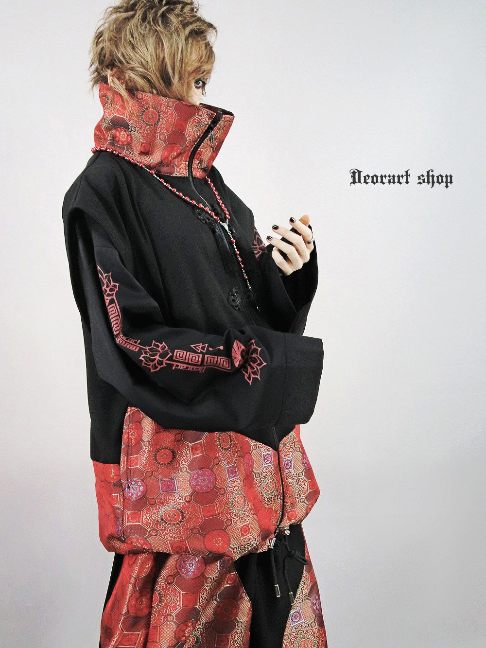 Deorart,ディオラート,V系,地雷系,中華柄,ハイネック,スタンドネック,ベスト,チャイナボタン,新中式,中華マフィア,チャイニーズマフィア,コーデ,ホスト,コンカフェ,ライブ,ファッション,ダンス衣装,メンズ,レディス,男装