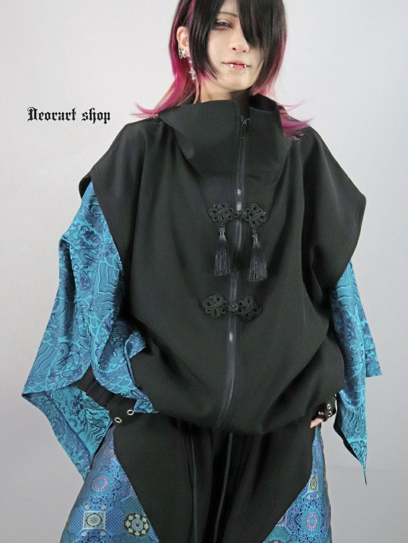 Deorart,ディオラート,V系,地雷系,中華柄,ハイネック,スタンドネック,ベスト,チャイナボタン,新中式,中華マフィア,チャイニーズマフィア,コーデ,ホスト,コンカフェ,ライブ,ファッション,ダンス衣装,メンズ,レディス,男装