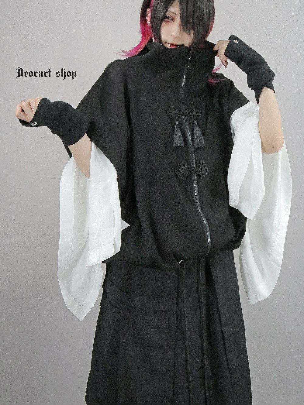 Deorart,ディオラート,V系,地雷系,中華柄,ハイネック,スタンドネック,ベスト,チャイナボタン,新中式,中華マフィア,チャイニーズマフィア,コーデ,ホスト,コンカフェ,ライブ,ファッション,ダンス衣装,メンズ,レディス,男装